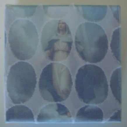 "o. t. (maria)" - acryl/mischtechnik auf leinwand - 10 x 10 x 4 cm