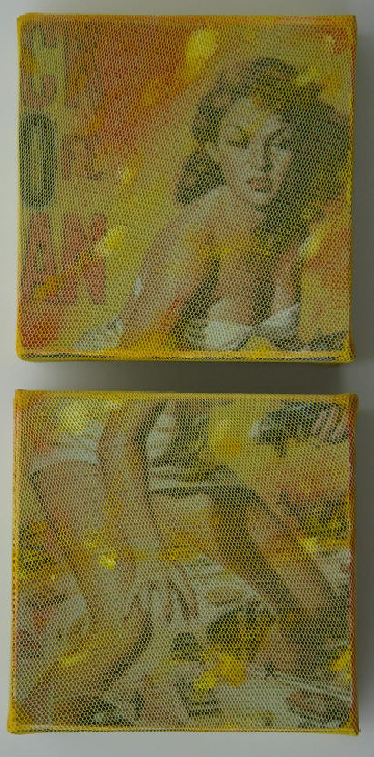 "the 50ft woman" - acryl/mischtechnik auf leinwand - 2-teilig, je 10 x 10 x 4 cm