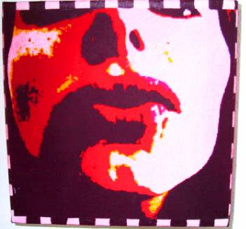 "o. t." (selbstportrait) - acryl/mischtechnik auf leinwand - 20 x 20 x 4 cm