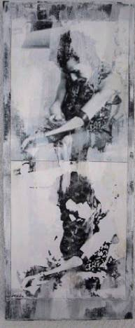 "one dance left" - acryl/mischtechnik auf leinwand - 50 x 20 cm