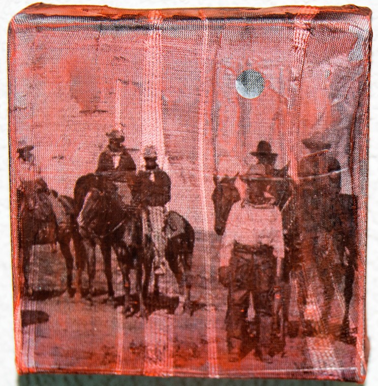 "cowboys" - mischtechnik auf leinwand - 10 x 10 x 4 cm