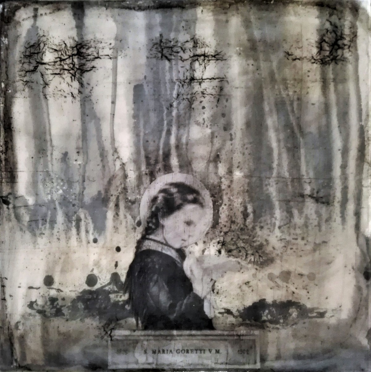 "heaven heaven give me pride" - acryl, papier, kunstharz auf leinwand - 40 x 40 cm