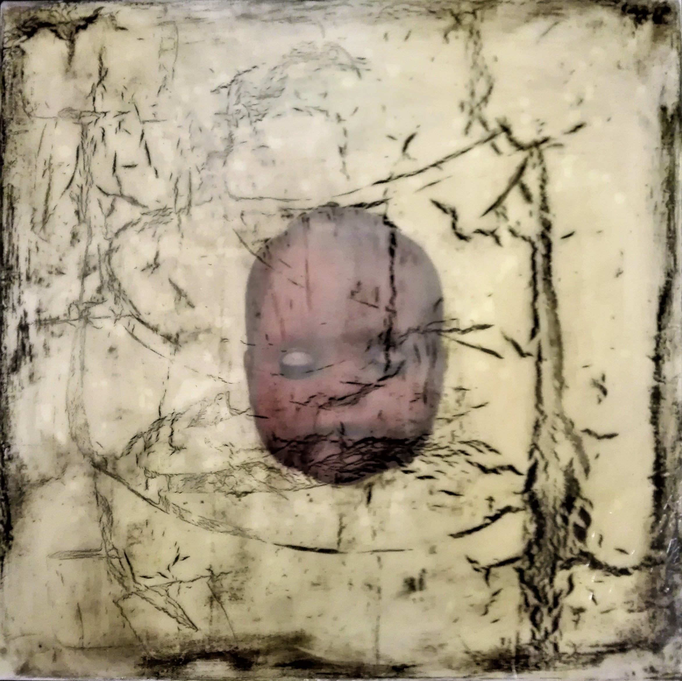 „portrait of a long lost love 5“ - acryl, papier, kunstharz auf leinwand - 40 x 40 cm