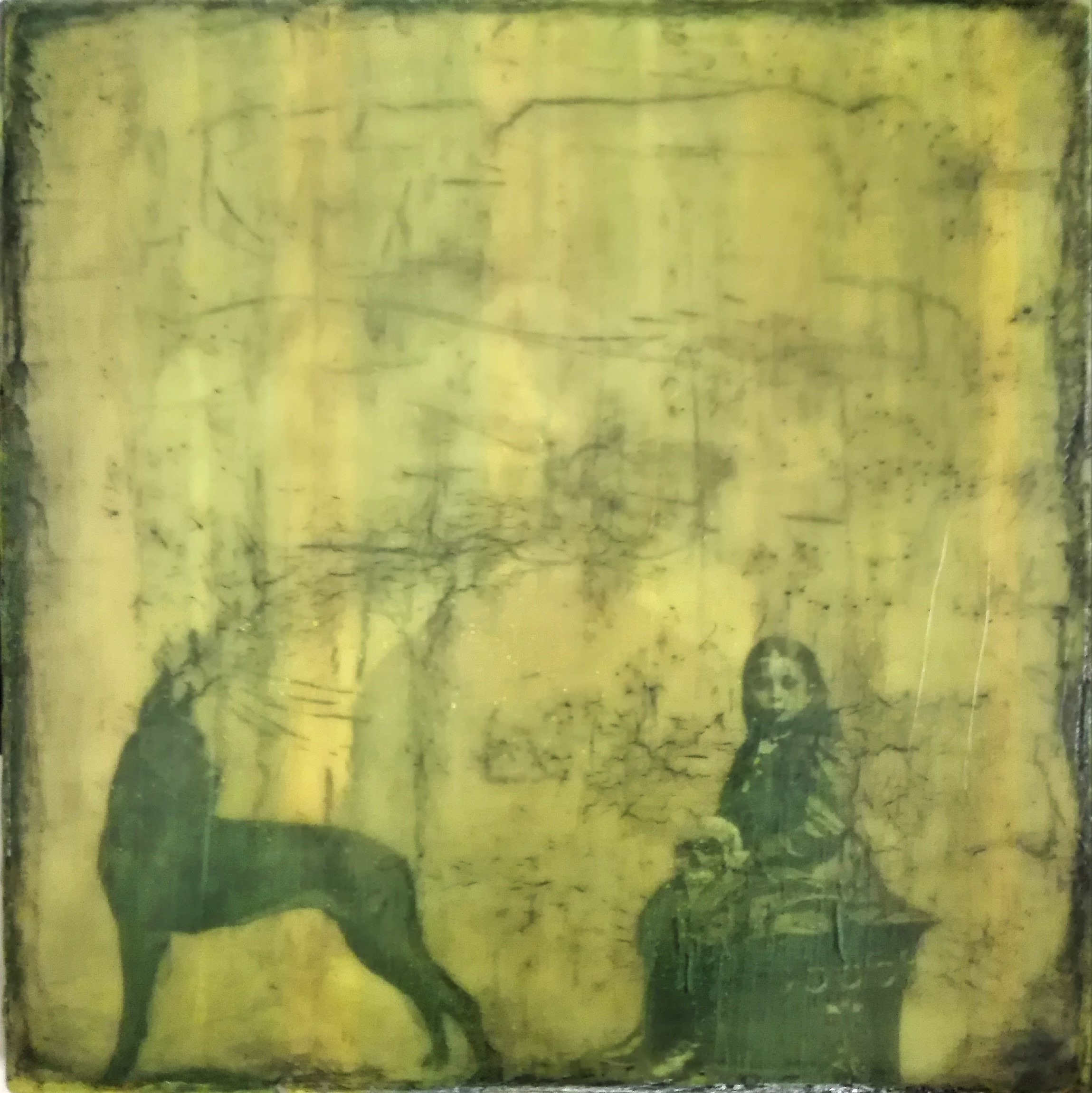 "don’t need to believe" - acryl, papier, gewebe, kunstharz auf leinwand - 40 x 40 cm