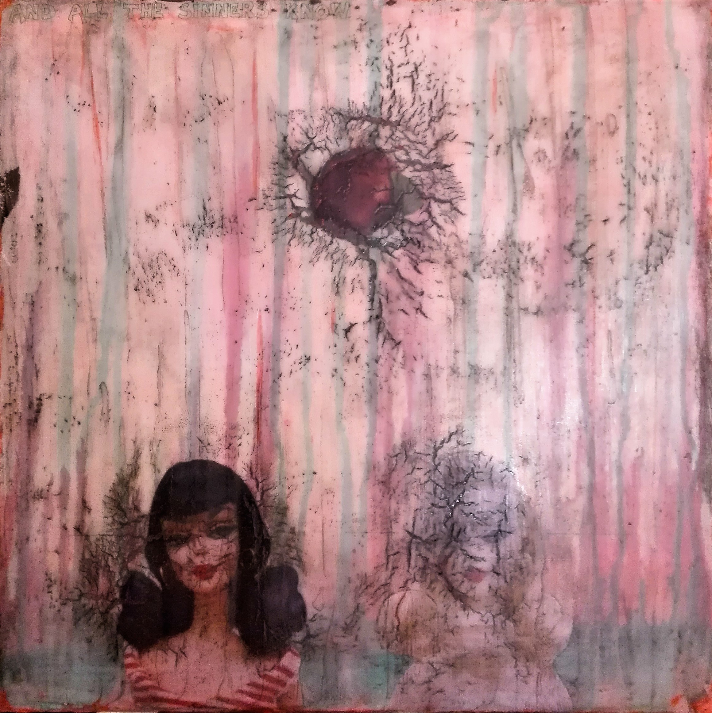 „and all the sinners know“ - acryl, papier, kunstharz auf leinwand - 60 x 60 cm