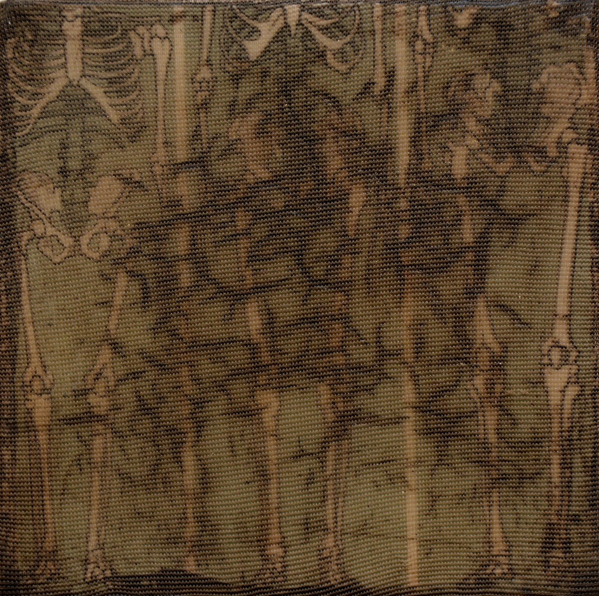 "we are", 2015, gewebe, acryl, kunstharz auf leinwand, 10 x 10 x 4 cm