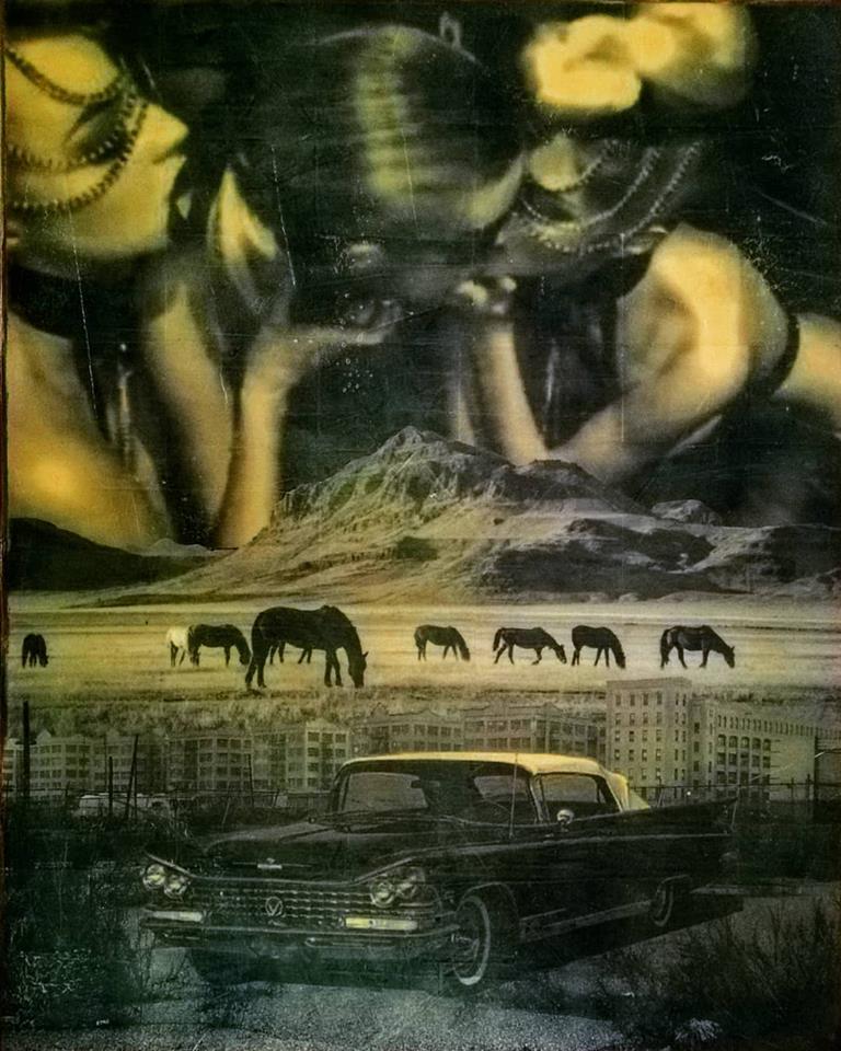"wild horses", acryl, papier, kunstharz auf leinwand, 100 x 80 cm